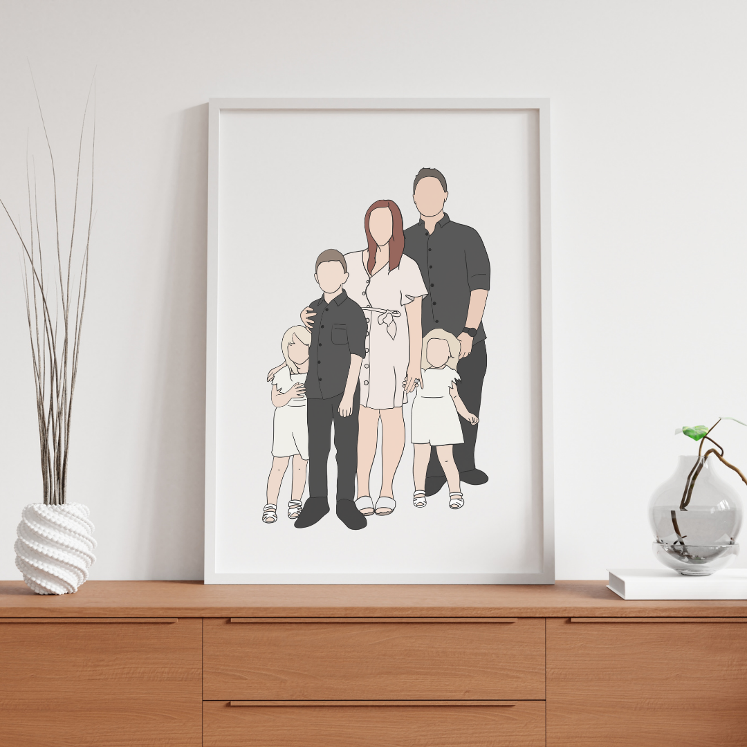 4-6 Person Fine Line Digital Portrait